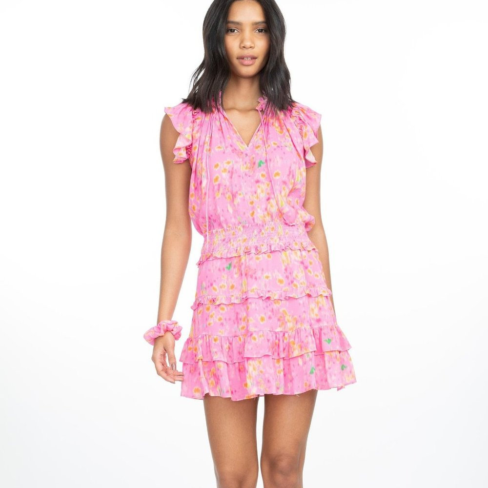 Generation Love Farrah Pink Floral Silk Skirt (XS)